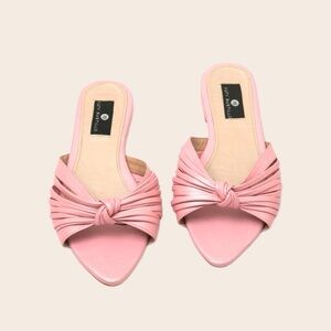 Leather Pink Knotted Slide Sandals - NWT - BOUTIQUE